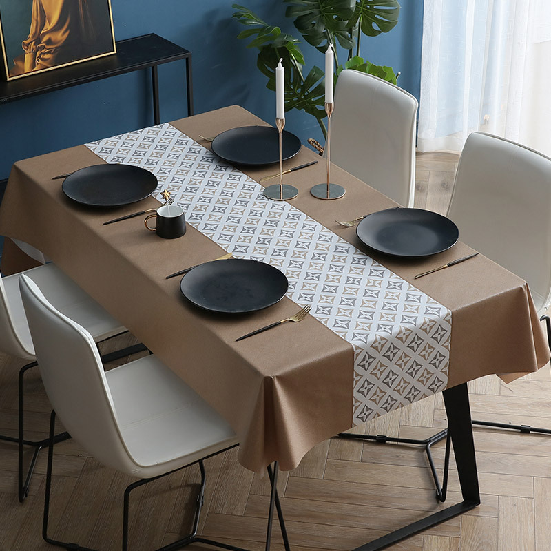 A0903 Nordic style tablecloth waterproof and scalding PVC coffee table mat rectangular household thickened tablecloth tablecloth washable and oil-proo