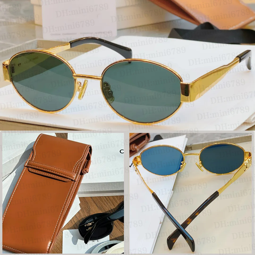 Vintage celins Sunglasses for women Cat-eye metal-frame Glasses Round Fashion Sunglasses CL40235 for Men Polarized Glasses Beach Sunglasses Accessories