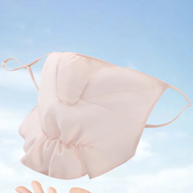 Summer Breathable Thin Chiffon Facial Sunscreen Mask Sports Cycling Driving UV Protection Ice Silk Adjustable Face Cover 250514