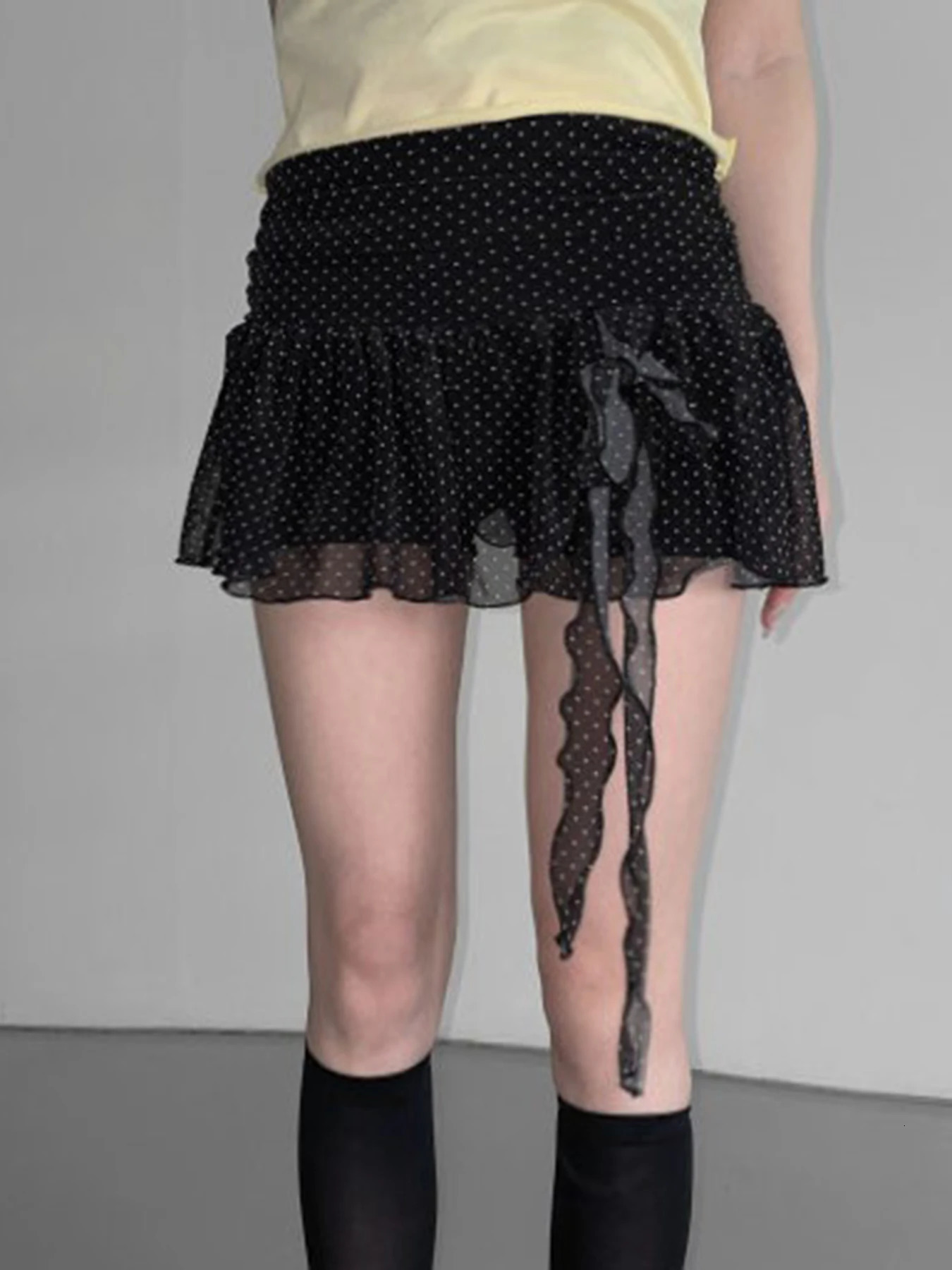 Sweet Cute Fabric Polka Dot Print Women Mini Skirts Bow Chic AllMatch Causal Simple Summer 250514