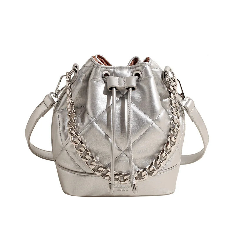 Womens PU Fashion Chain Handbag Messenger Bag Bucket 250514