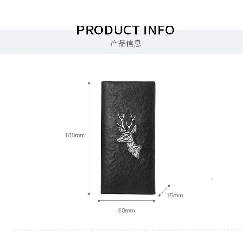 BISON DENIM Genuine Leather Men's Long Card Holder New Designer Brand Cowhide Handbag Men Gift Purse Wallet