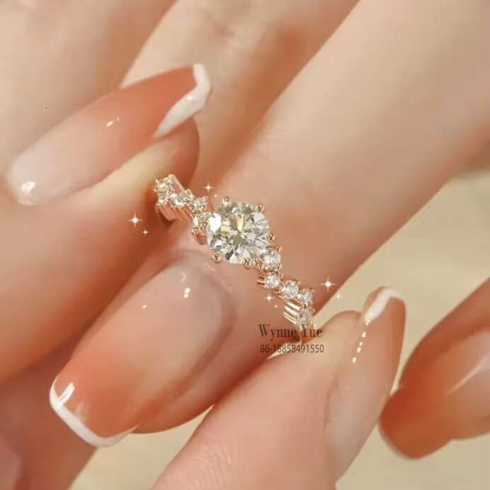 Gorgeous Luxury 1CT Moissanite 18K Solid Gold Custom Moissanite Engagement Ring Women