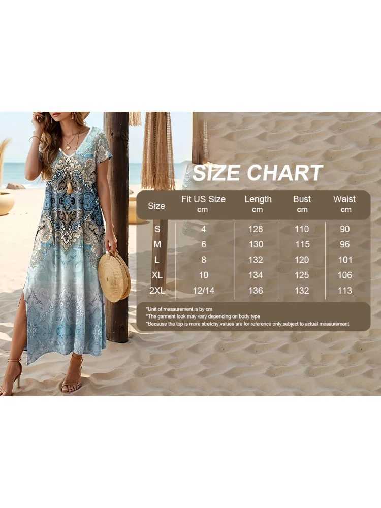 Simple Fashion Womens V-neck Dress Striped Print Womens Dress Summer Loose Comfortable Slit Womens Short-sleeved DressXJ250514