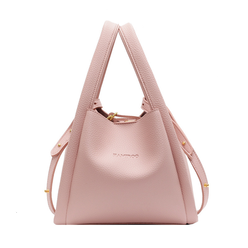 2025 Spring New Designer Bag New Women's Fashion Lychee Pattern Soft Leather Bucket Simple Multi functional Commuter Single Shoulder Maternal and