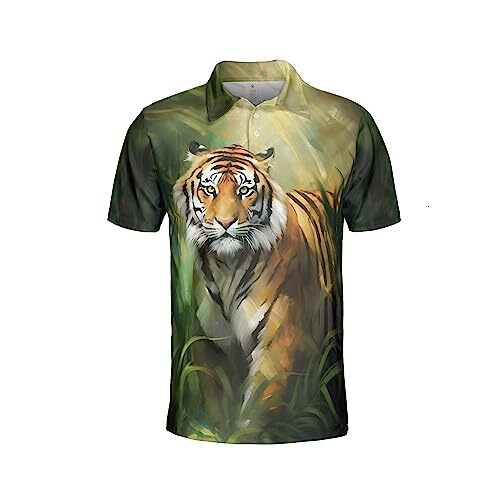 Mens Polo shirt Tiger Polo Shirts for Men Women - Mens Polo Shirts Short Sleeve 3D Print Wild Animal Funny Golf Polo Dry Fit Set 6