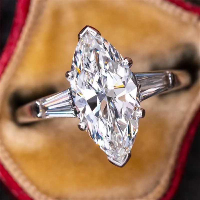 925 Sterling Silver Marquise Cubic Zirconia Rings for Women Temperament Engagement Wedding Accories Fashion JewelryXJ250514