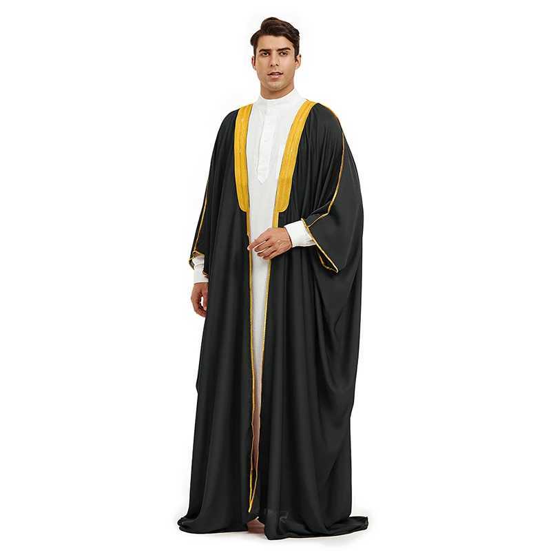 Bisht Arabic Cloak Islamic Muslim Dubai Men Bisht Abaya Eid Arab Thobe Saudi Men Robe X250514
