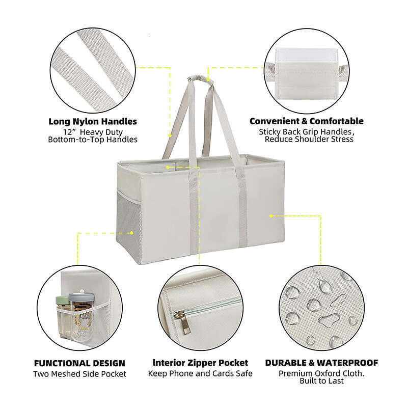 Oxford cloth picnic outdoor spring outing large capacity hand-held foldable storage supermarket shopping basket