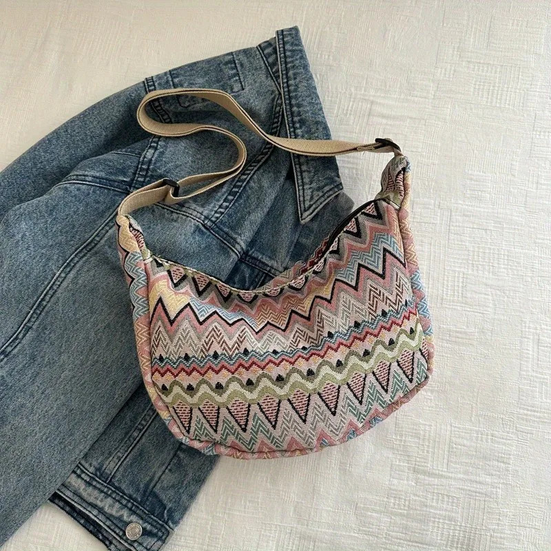 Bohemian Style Crossbody Bag Large Capacity Stylish Chest Dumpling Backpack Heavy Canvas The Shoulder Strap Adjustable 250514