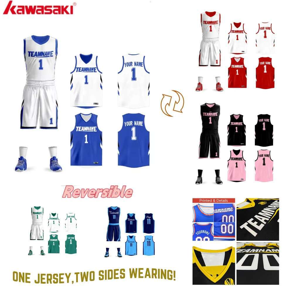 Custom Reversible Basketball Jersey Uniform Customize Printed Personalized Name Number Sportswear Big Size Kid Sizes