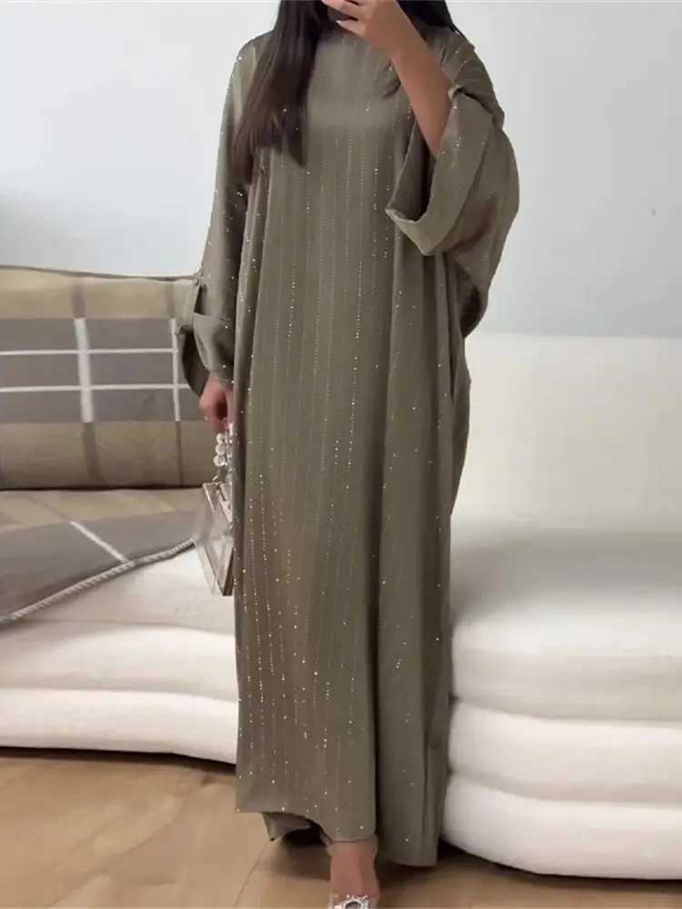 Ramadan Eid Satin Batwing Abaya Dubai Luxury Elegante Muslim Kaftan Dress Abayas For Women Ka Robe Femme Musulmane Vestidos X250514
