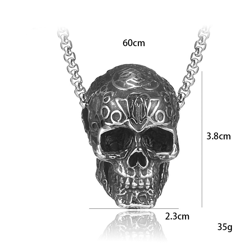 Light luxury trend hip-hop style unisex personality cool skull necklace collarbone chain
