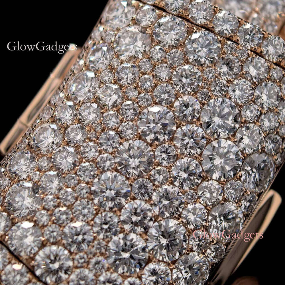 Iced Out 10K Solid Rose Gold Mosaic Setting Lab Grown Dia Cuban Link Chain Necklace 20MM Width