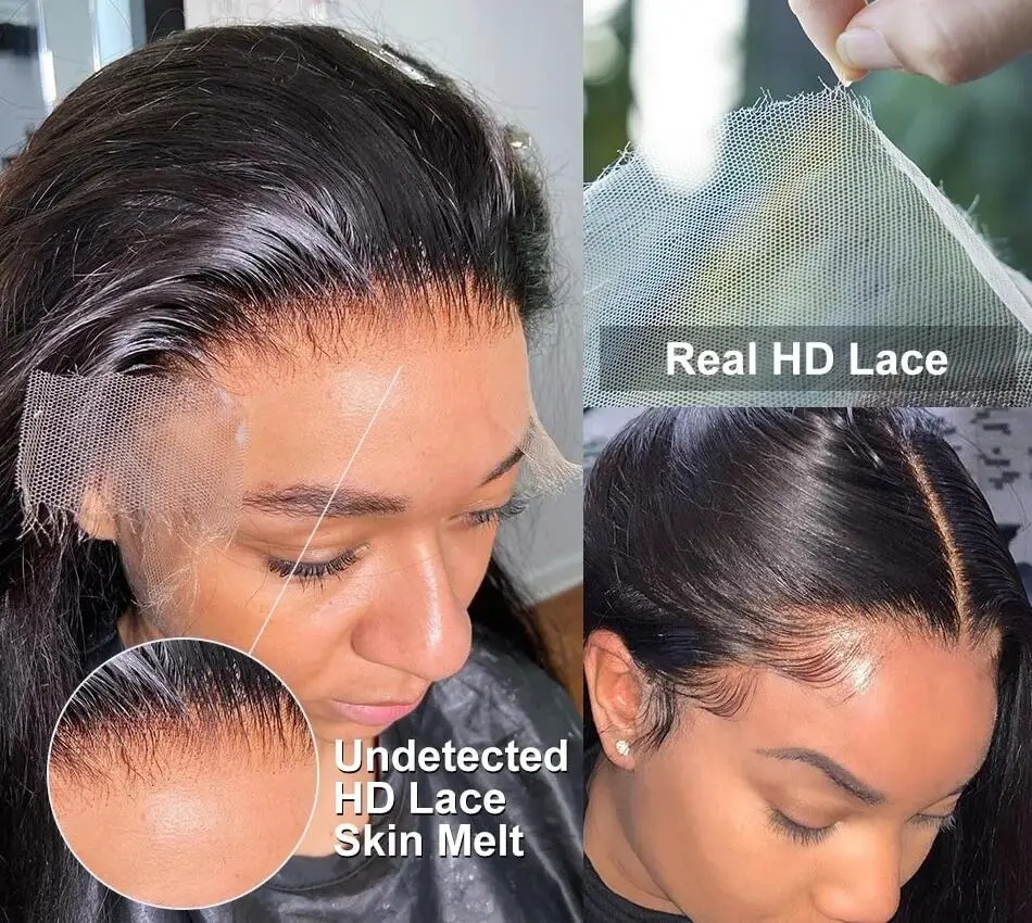 200% Density 13x4 Natural 1B Body Wave HD Transparent Lace wigs Brazilian Virgin Hair Frontal Wigs Pre plucked Wigs Synthetic Front wigs For Women