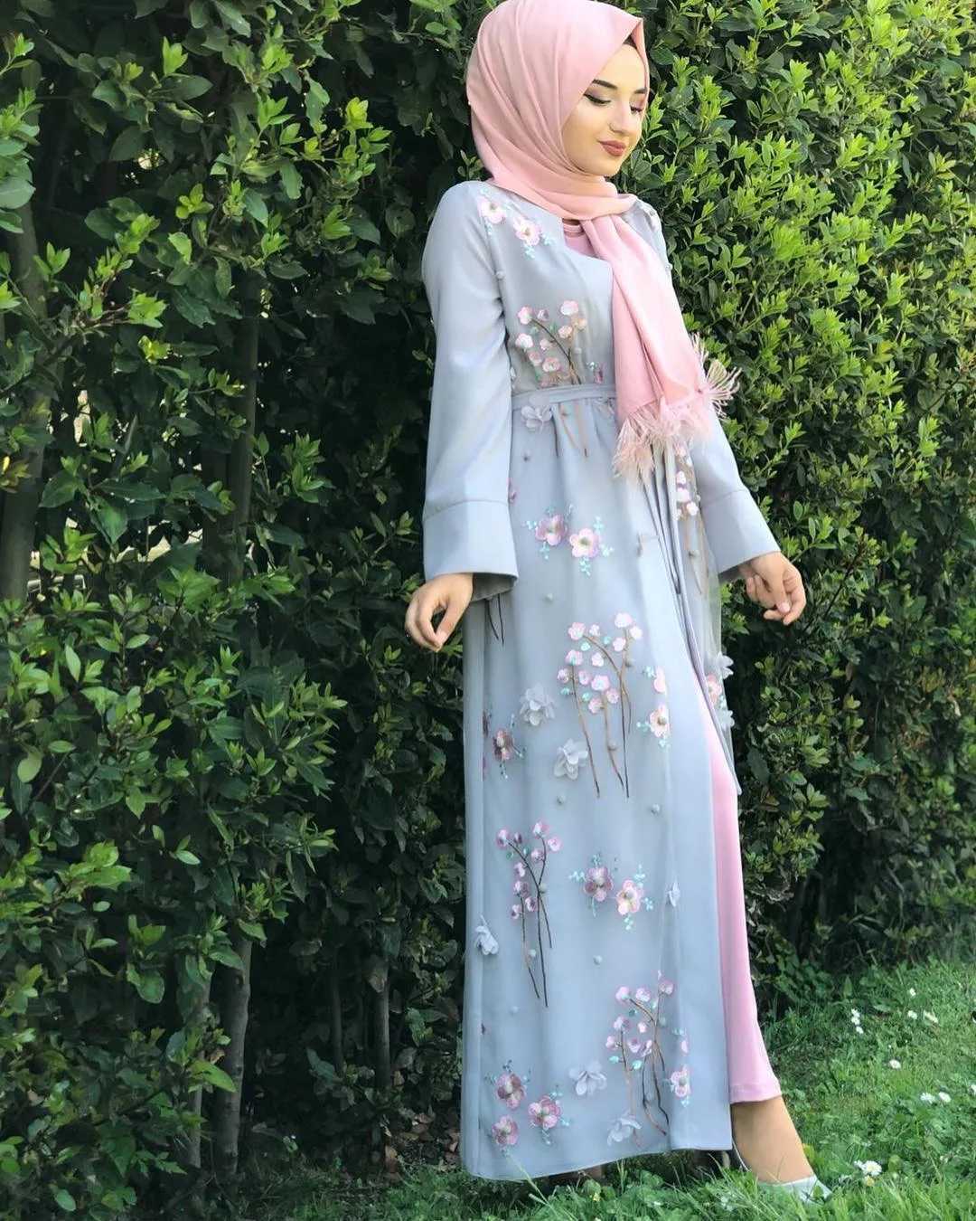 Ramadan Muslim Dress Flower Abayas for Women Eid Mubarak Djellaba Islamic Clothing Dubai Open Abaya Turkey Kaftan Jalabiya Robe X250514