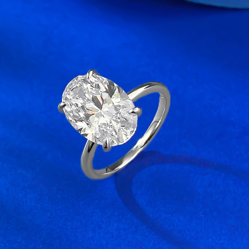 Solitaire Lady Wedding Rings Elegant Sparkling Noble Jewelry Genuine 1005 925 Sterling Silver Large Oval Cut White Lab Moissanite Diamond Eternity Wom