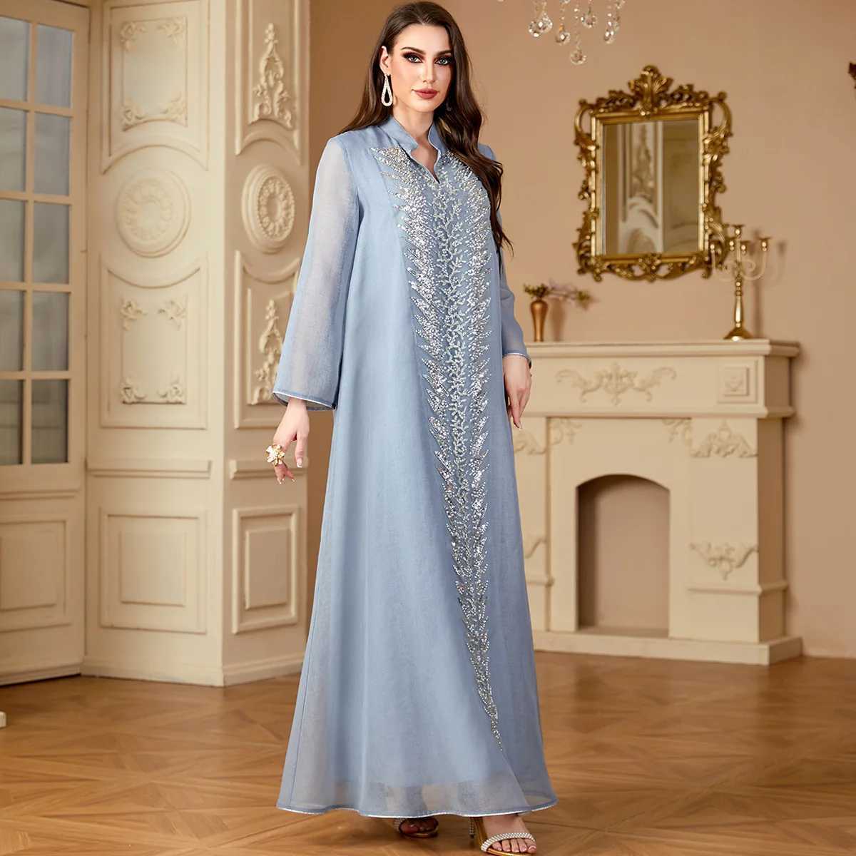 Ramadan Beads Vestidos Muslim Abaya Women Dress Arabic Jalabiya Morocco Dubai Abayas Kaftan Islam Eid Embroidery Party Long Robe X250514