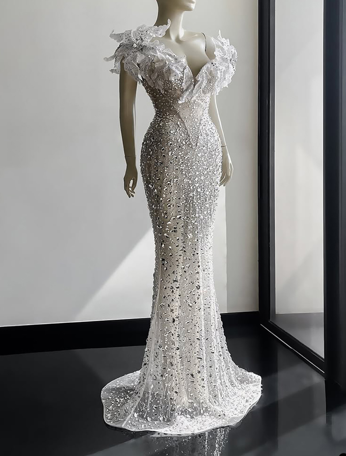 Crystal Beaded Mermaid Wedding Dress Plus Size 3D Flower Off Shoulder Bridal Gowns Sexy Backless Bride Dresses