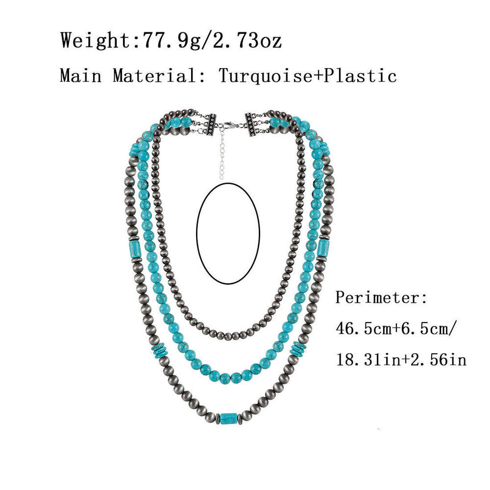 Jewelry turquoise necklace Bohemian style multi-layer layered collarbone chain NK24180