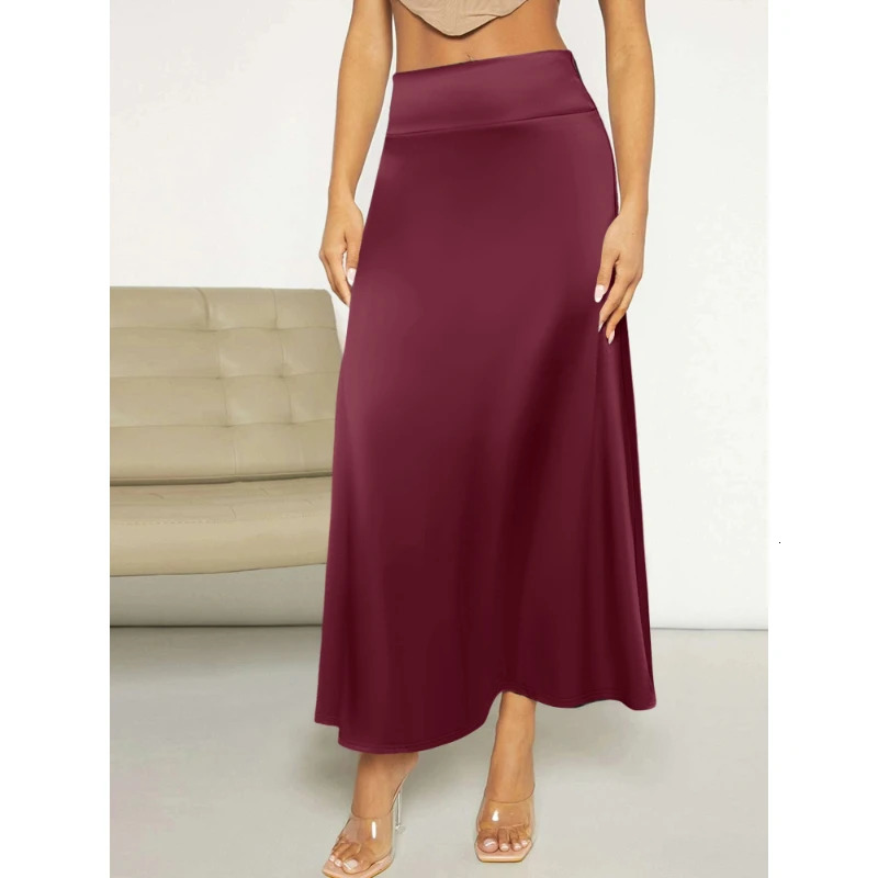 Female Skirt Elegant Temperament Ladies Solid Color Long Suitable For Holiday Party Comfortable Knitted Milk Silk Fabrics 250514