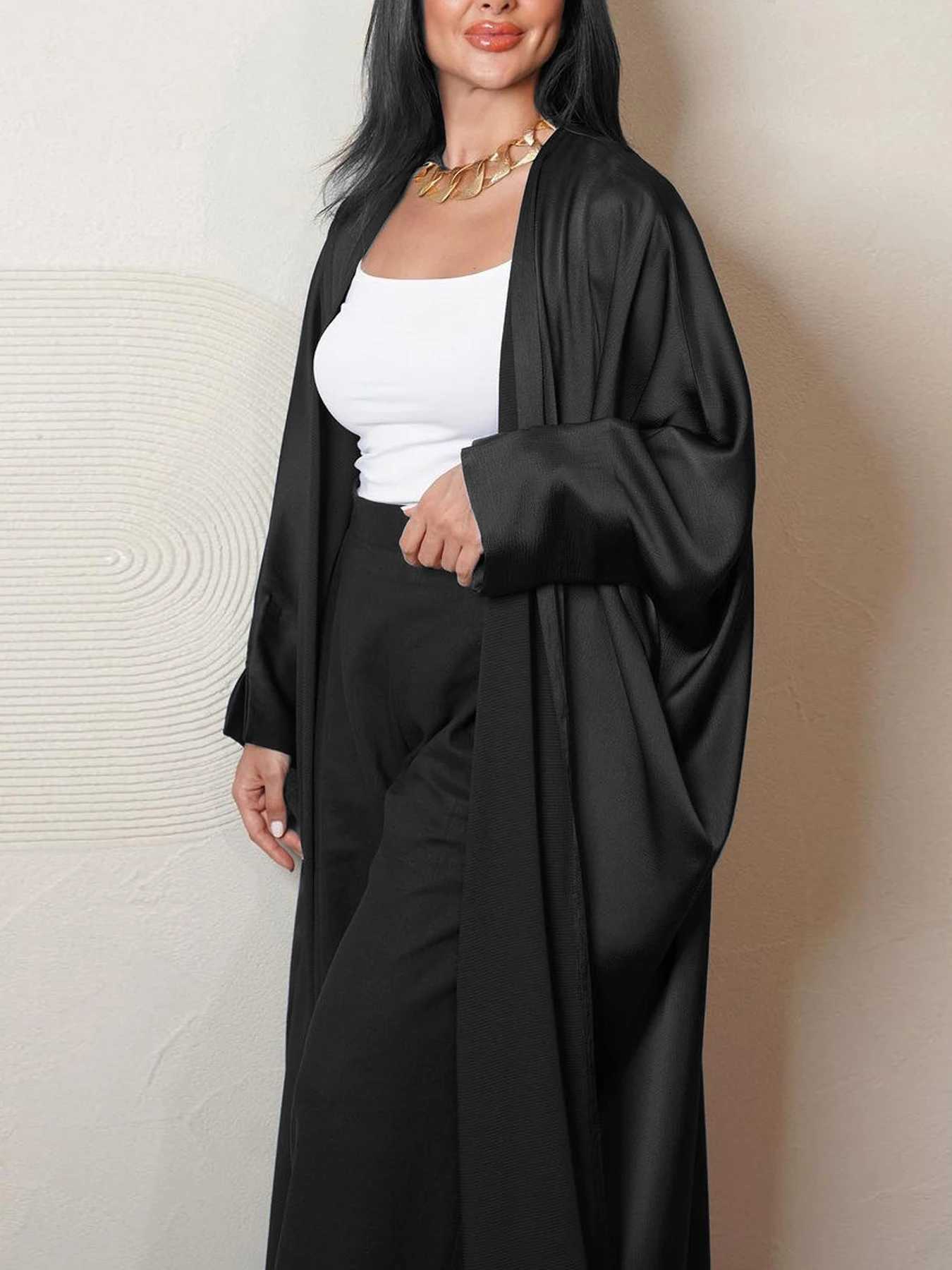 Bat Slve Modest Kaftan Black Navy Advanced Fashion Muslim Dubai Arab Party Abaya Cardigan Robe Corban Eid Al Adha Stylish X250514
