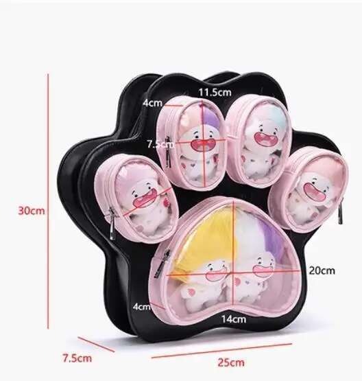 College Dog/Cat Claw Shape Pain Cartoon Large Capacity Adult Backpack Unisex School Bag Doll