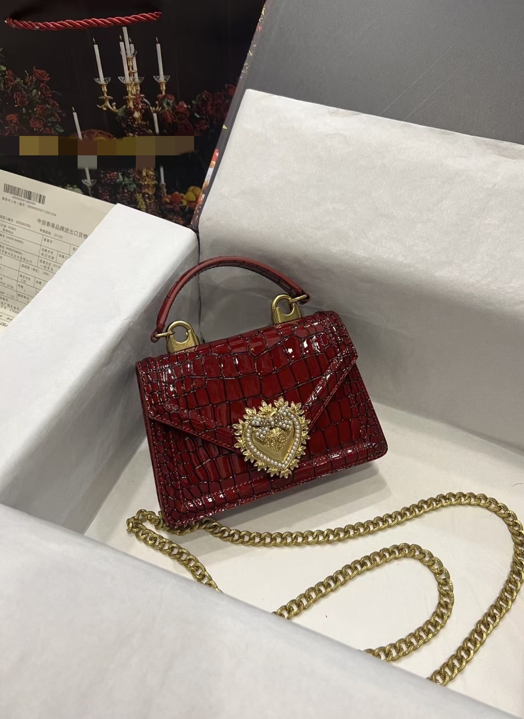 High Quality New Free Designer Bag 2025 New Crocodile Pattern Cowhide Handbag Love Bow Chain Single Shoulder Diagonal Leather Women's Bag