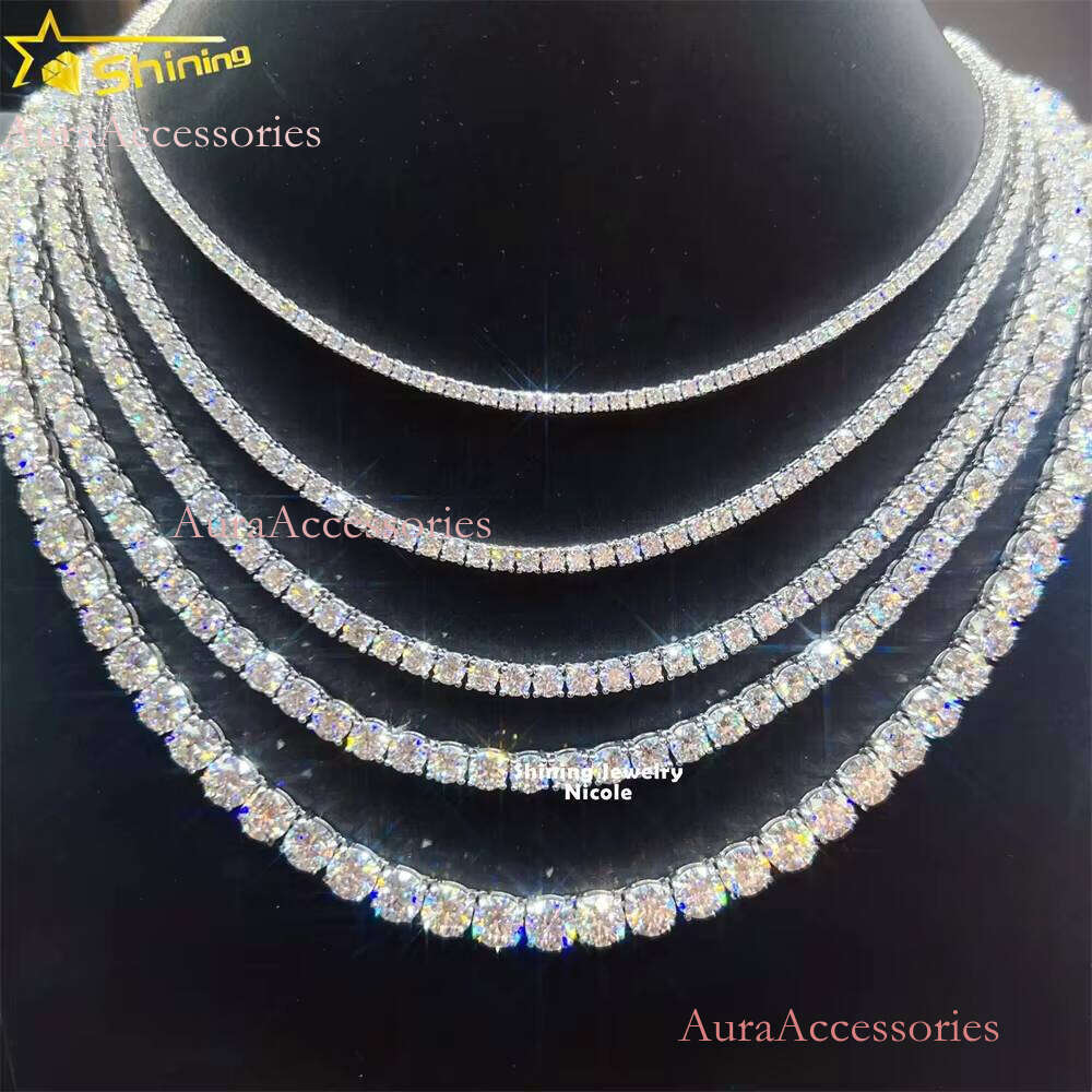 Ready to Ship Wholesale D VVS Dia Necklace Bracelet Sterling Sier Moissanite Tennis Chain
