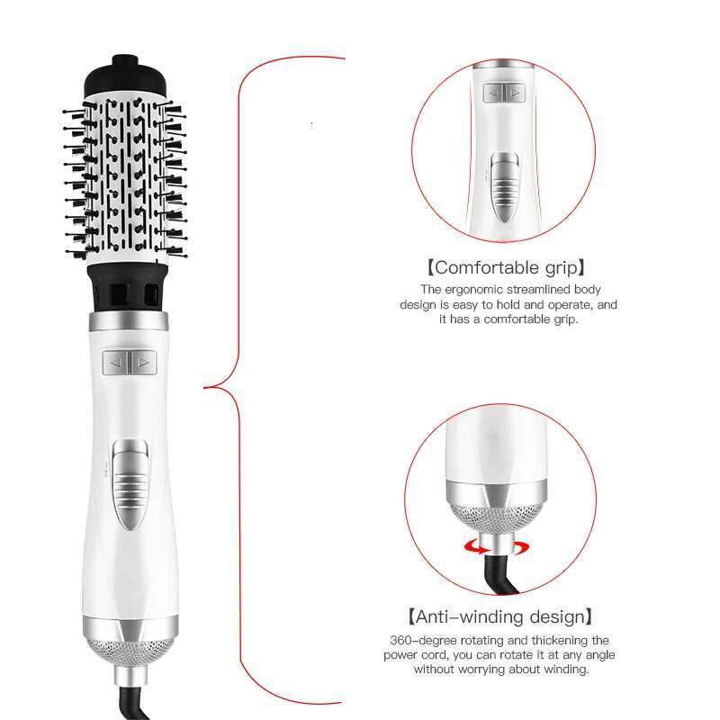 Negative Ionic Blow Dryer Brush Hair Straightening Curling Iron Multifunctional 3-In-1 Automatic Hot Air Comb