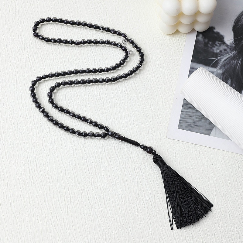 Solid color Muslim prayer bead bracelet for both men and women, crystal bracelet, birthday gift tassel