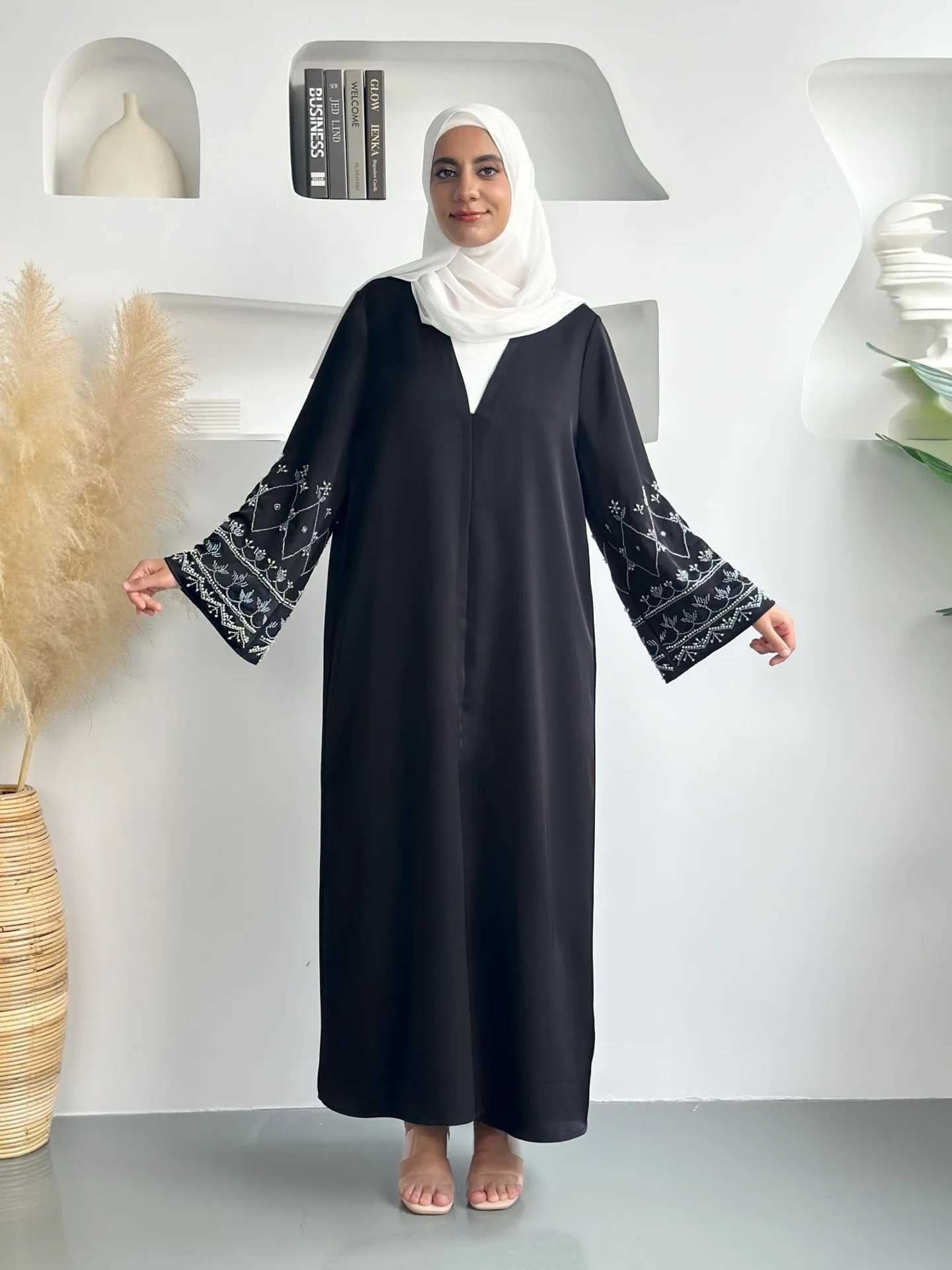 Eid Muslim Women Dresses Jalabiya Beading Cardigan Robe Ramadan Morocco Dubai Open Abayas Kaftan Islam 2025 Modest Vestidos X250514