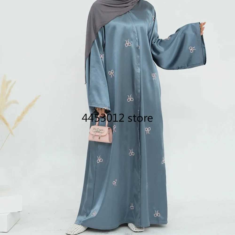 Bow Embroidery Dubai Abaya Kimono Luxury Muslim Dress Open Abayas for Women Turkey Islamic Clothing Kaftan Hijab Robe Ramadan X250514