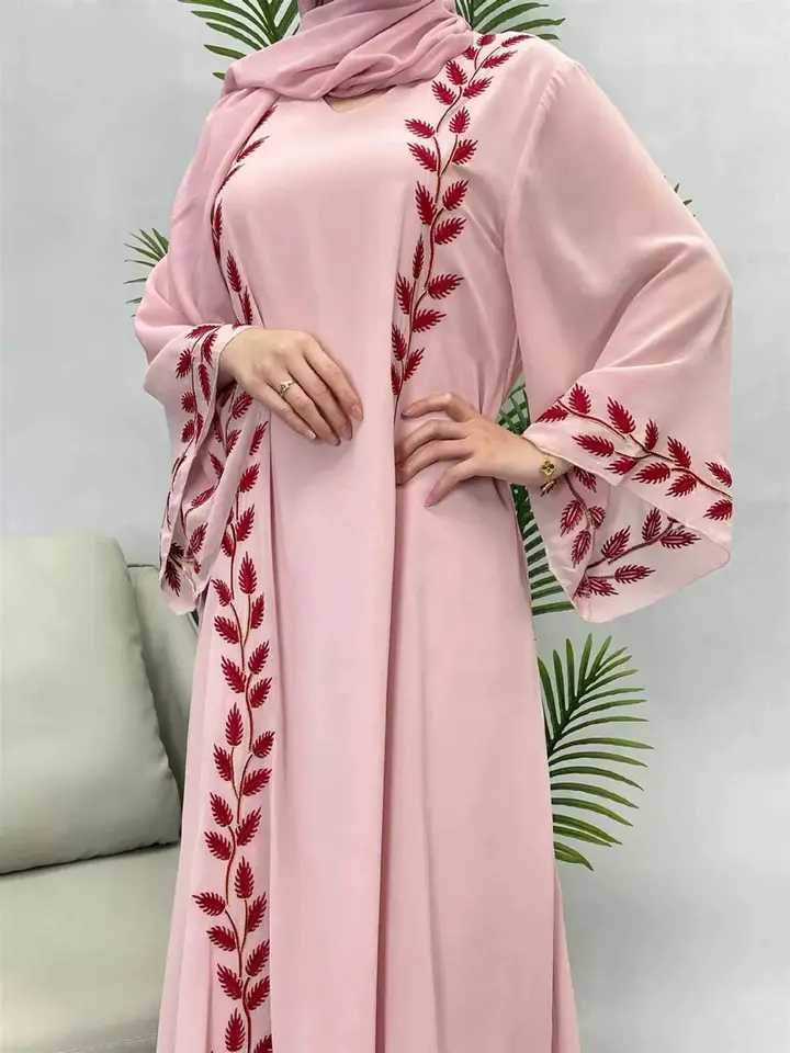2pcs set of Middle Eastern Clothing | Women Chiffon Abaya Turkey Kaftan Muslim Long Dress Abayas Robe + Headscarf X250514