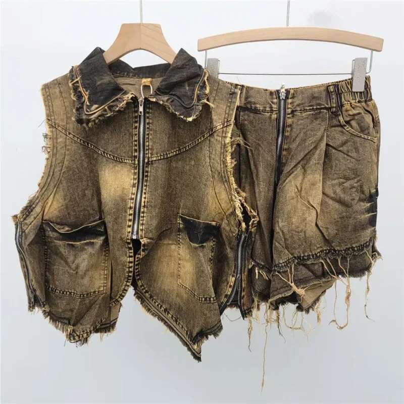 Personalized Trendy Cool Vintage Thin Denim Irregular 2025 Women's Summer Style Western-Style Fashionable Vest For Women