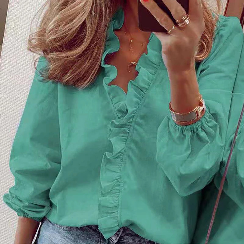Spring Casual Chiffon Ruffles Shirt Office Lady Blouses Women Floral Long Sleeve Loose Female White Clothing Blusas 18246 250513