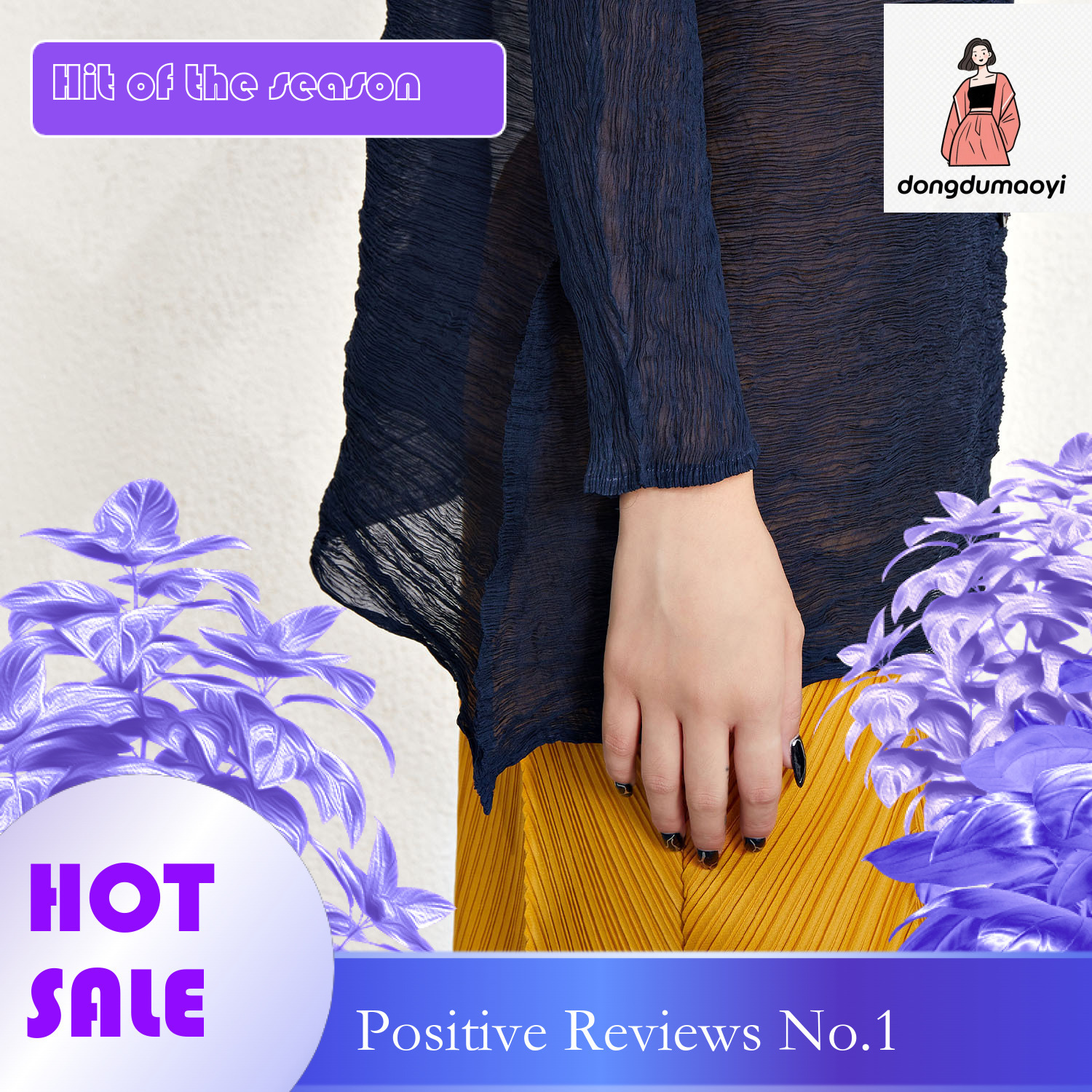 dongdumaoyi Micro transparent sun protection for women's summer new Miyake thin design, niche pleated loose long sleeved chiffon shirt