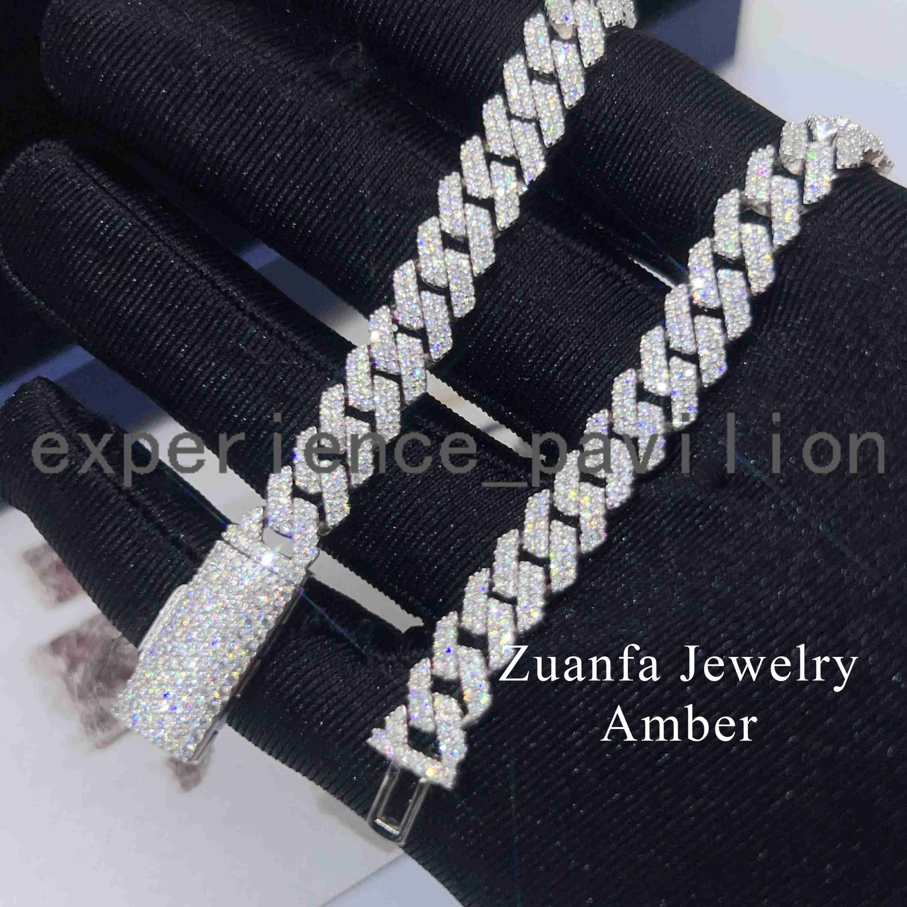 Pass Diamond Tester 8MM 2 Rows Hip Hop Iced Out Jewelry 925 Sterling Silver D-Vvs1 Diamond Moissanite Cuban Link Bracelet