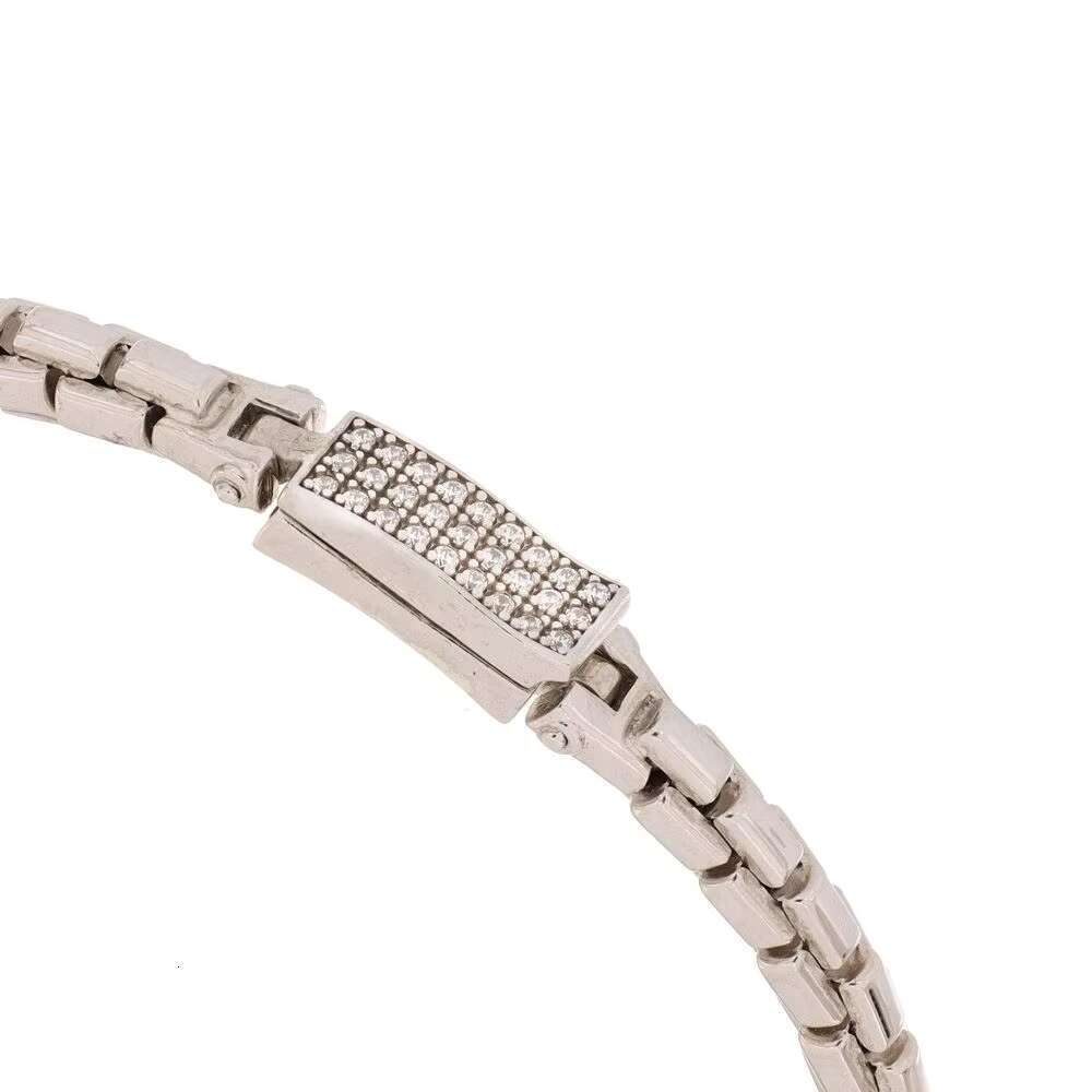 Made Sier Box Chain Bracelet Handmade in Italy Paving Zirconia Buckle Modern Elegant Design Durable Jewelry