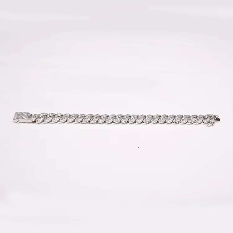 11mm hot selling Hiphop jewelry covered with CZ sier Cuban link chain bracelet