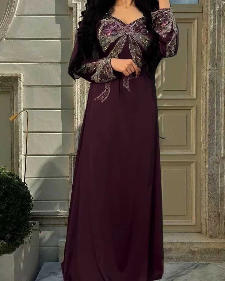 Muslim Long Dress for Women Party Abaya Vestidos Diamonds Ramadan Morocco Dubai 2025 Abayas Kaftan Islam Arab Robe Jalabiya X250514