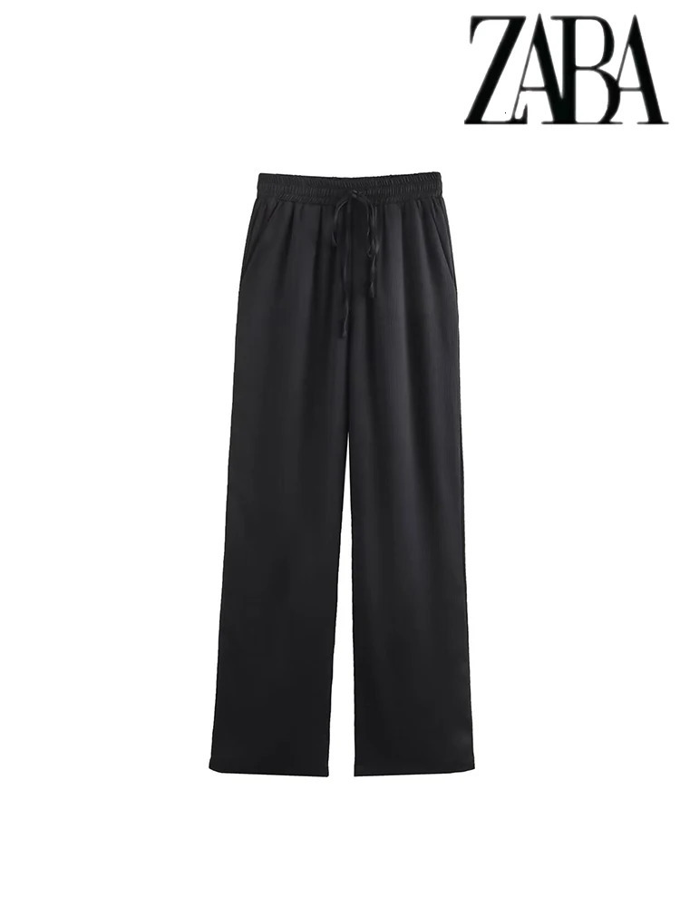 TRAF Womens Solid Color Casual Set Double Chest Collar Jacket High Waist Wide Leg Pants Two Piece 250530