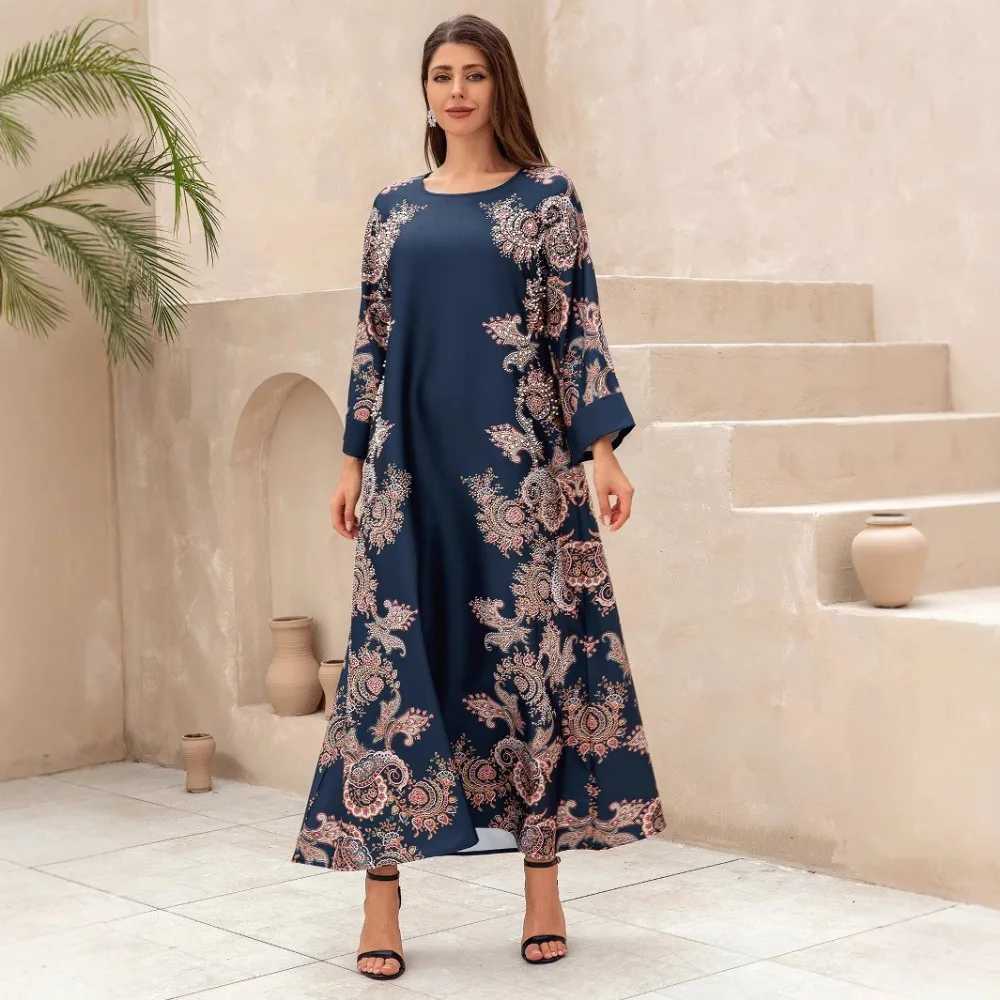 Kaftan Abaya Women Dresses Eid Muslim Jalabiya Pearls Arab Print Long Robe Ramadan Dubai Morocco Abayas Islam Party Vestidos X250514