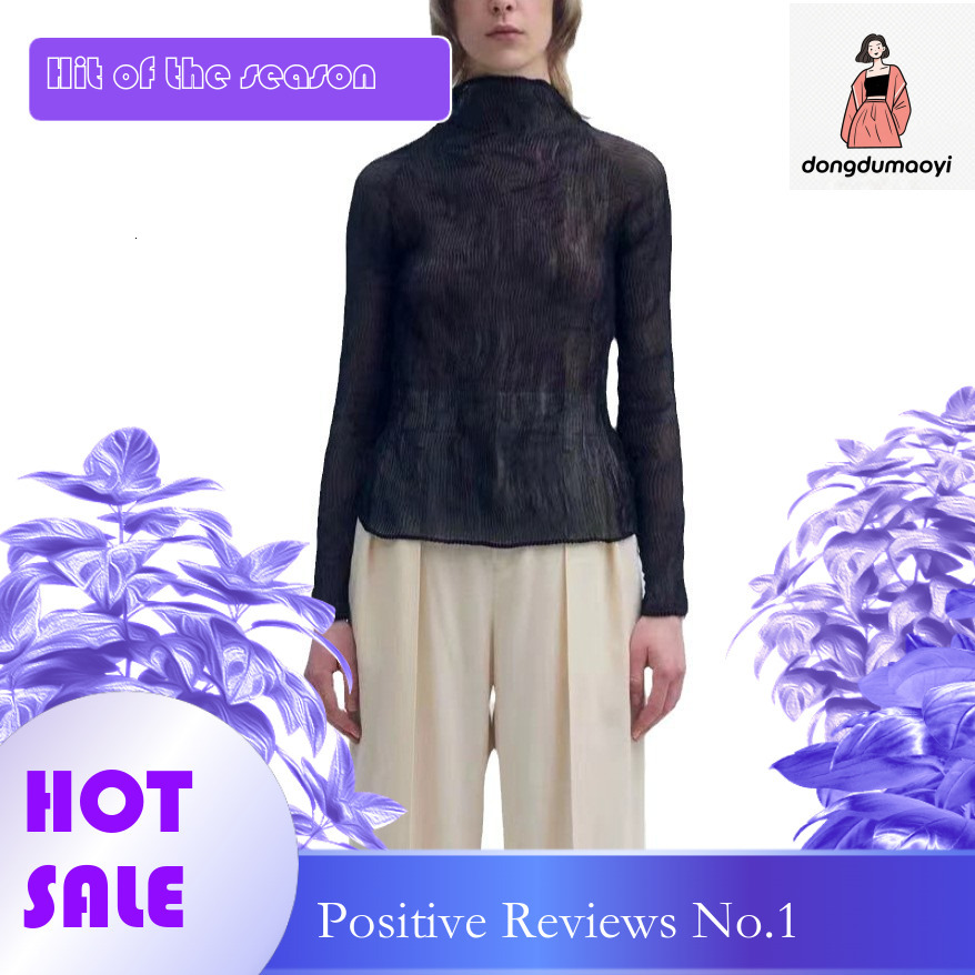 dongdumaoyi Miyake mainline base shirt, Japanese fashion, sexy, lightweight, transparent, high elasticity inner top, small shirt base, long sleeved