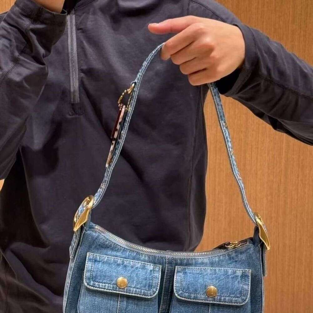 High end large capacity 2025 new fashionable underarm denim niche commuting crossbody bag single shoulder