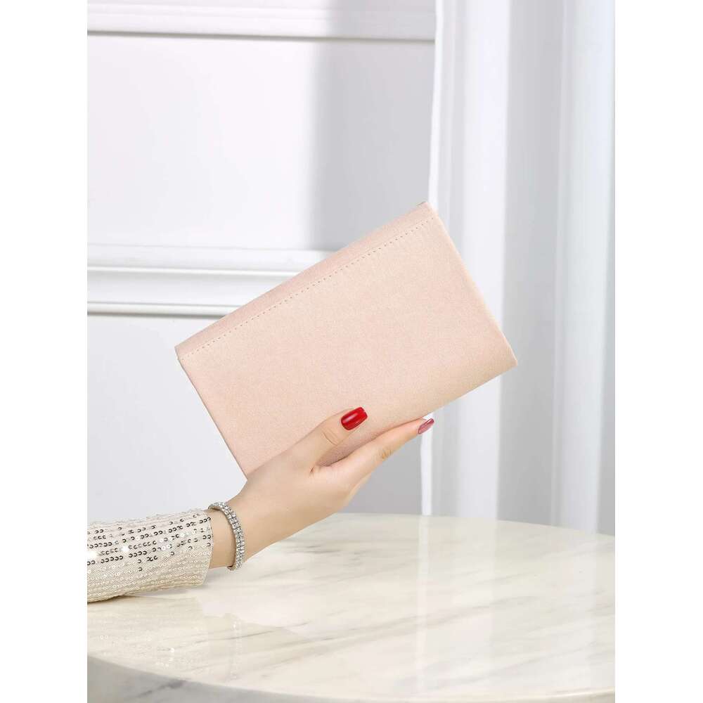Evening Bag, Elegant, Sophisticated, Charming, Quiet Luxurious Metal Trimmed Chain Veet Square Bag For