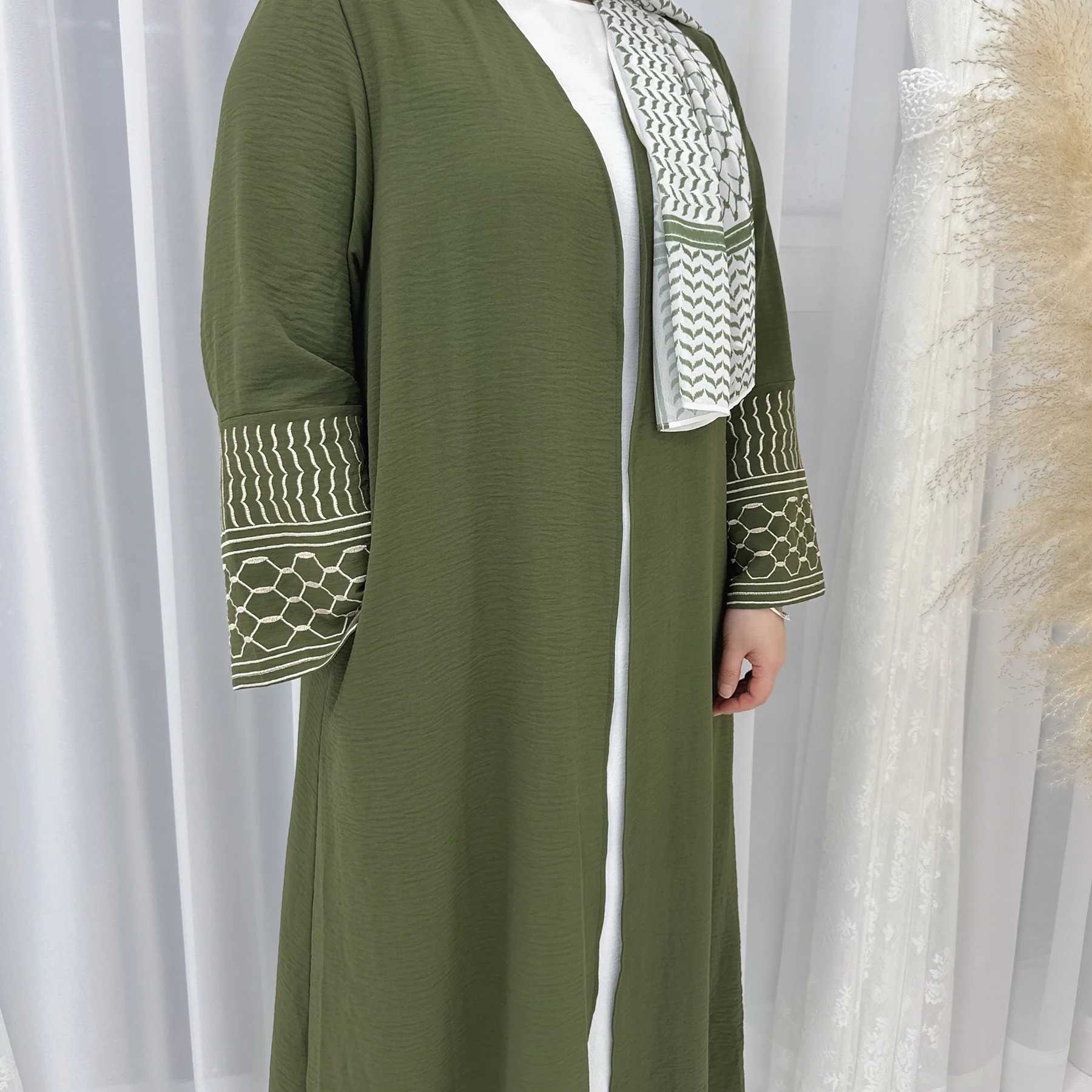 New Arrivals Muslim Clothing Open Cardigan With Belt Dubai Abaya Embroidery Palestine Abaya Design Women Abaya Muslim Dress Robe X250514