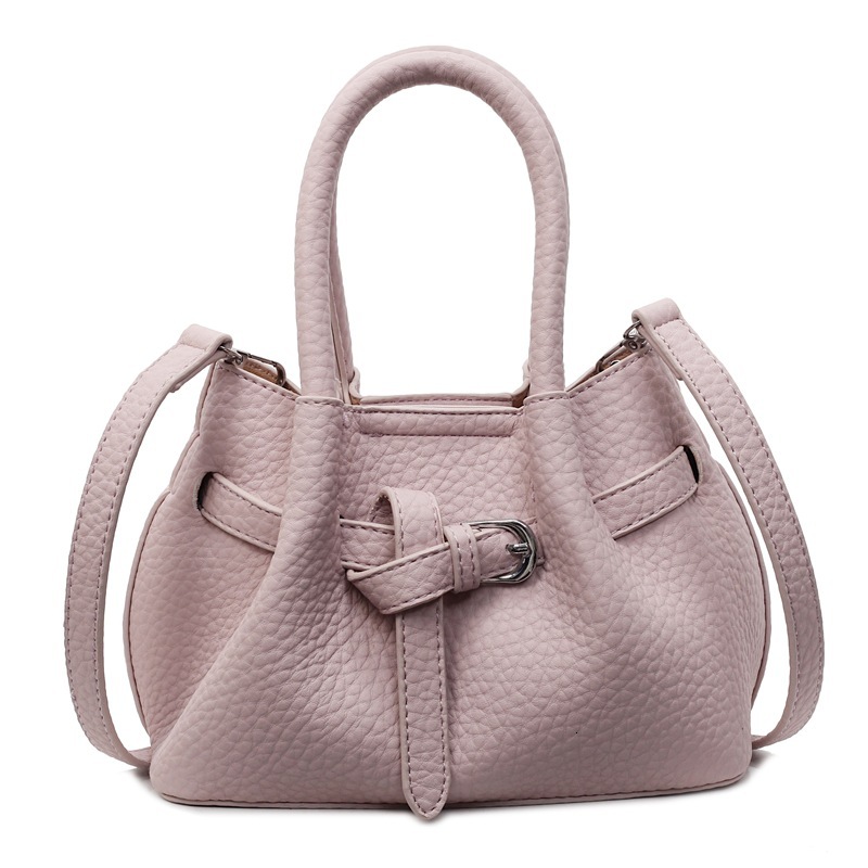 2025 New High end Lychee Pattern Handheld Folded Bucket Fashionable and Versatile Western Style Crossbody Women's Bag