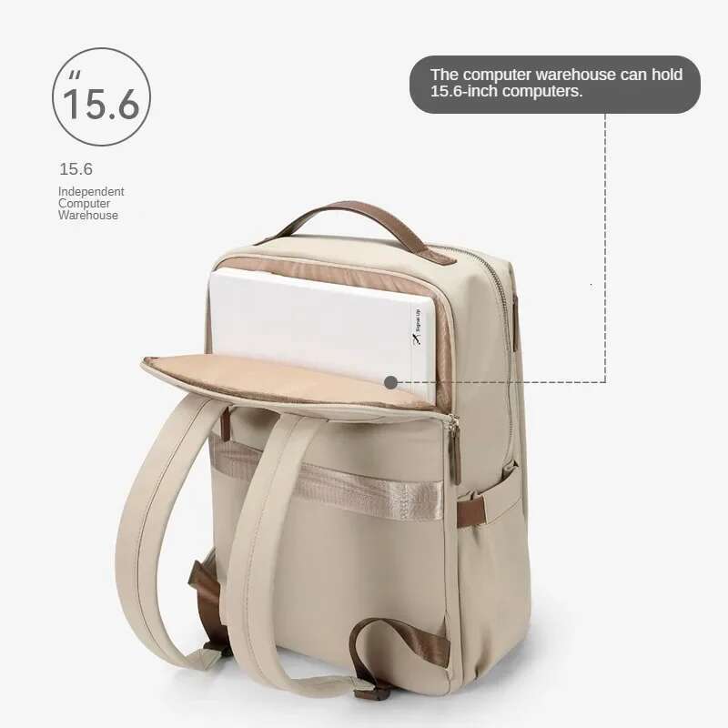 GOLF Women's Solid Color Nylon Laptop Bag 15.6 Inch Adult Female Backpack Travel Large Capacity Waterproof Fashion 2024
