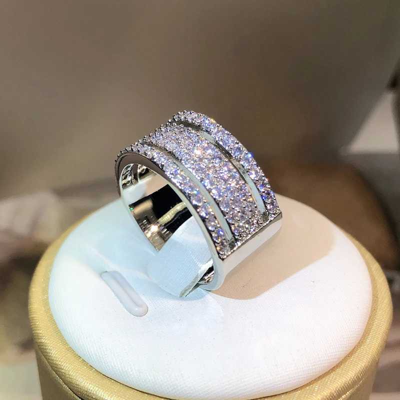 925 Sterling silver Eternity Three Rows ring Diamond cz Engagement Wedding Rings for women Men Finger Party Jewelry WholesaleXJ250514